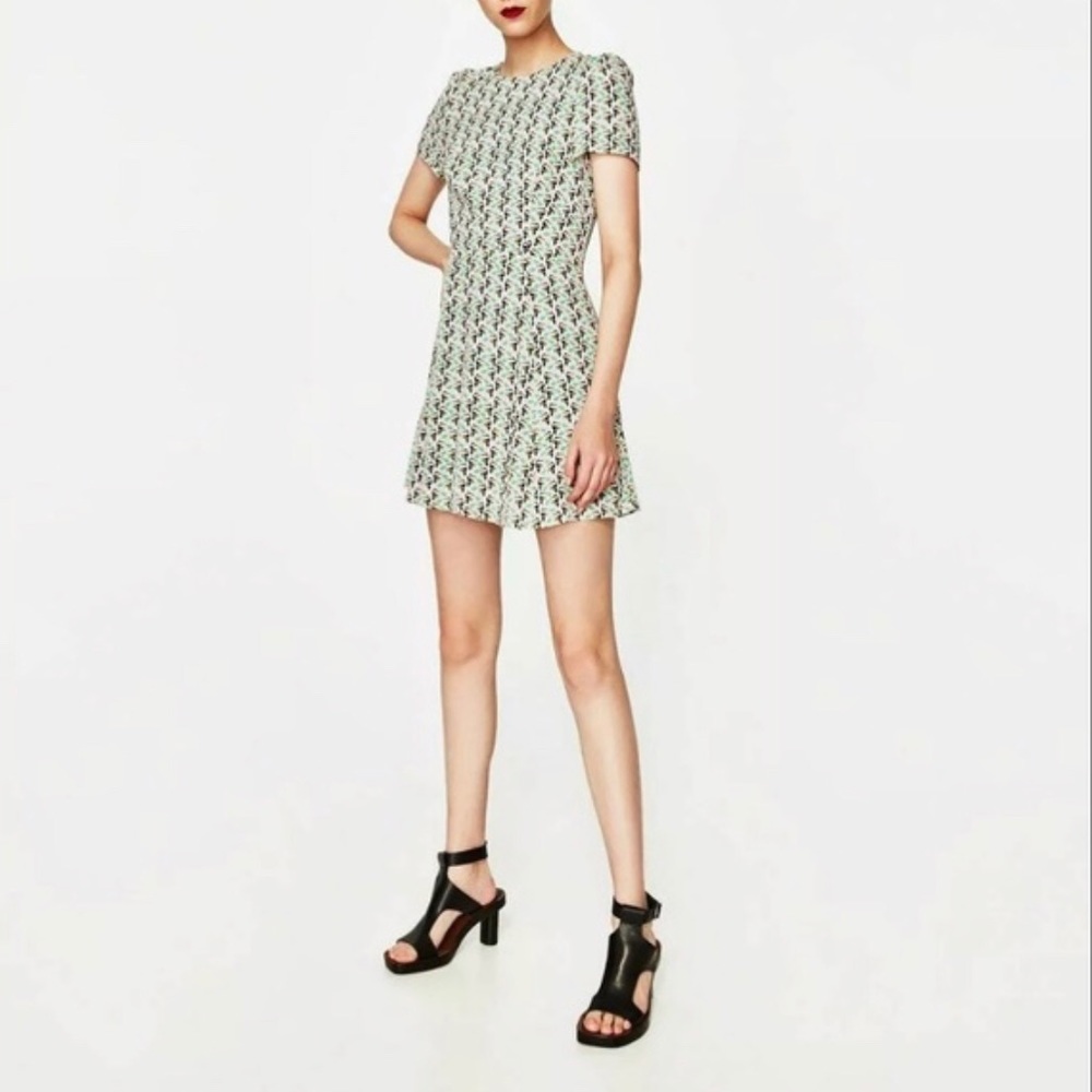 Zara mini toucan bird print dress short sleeve